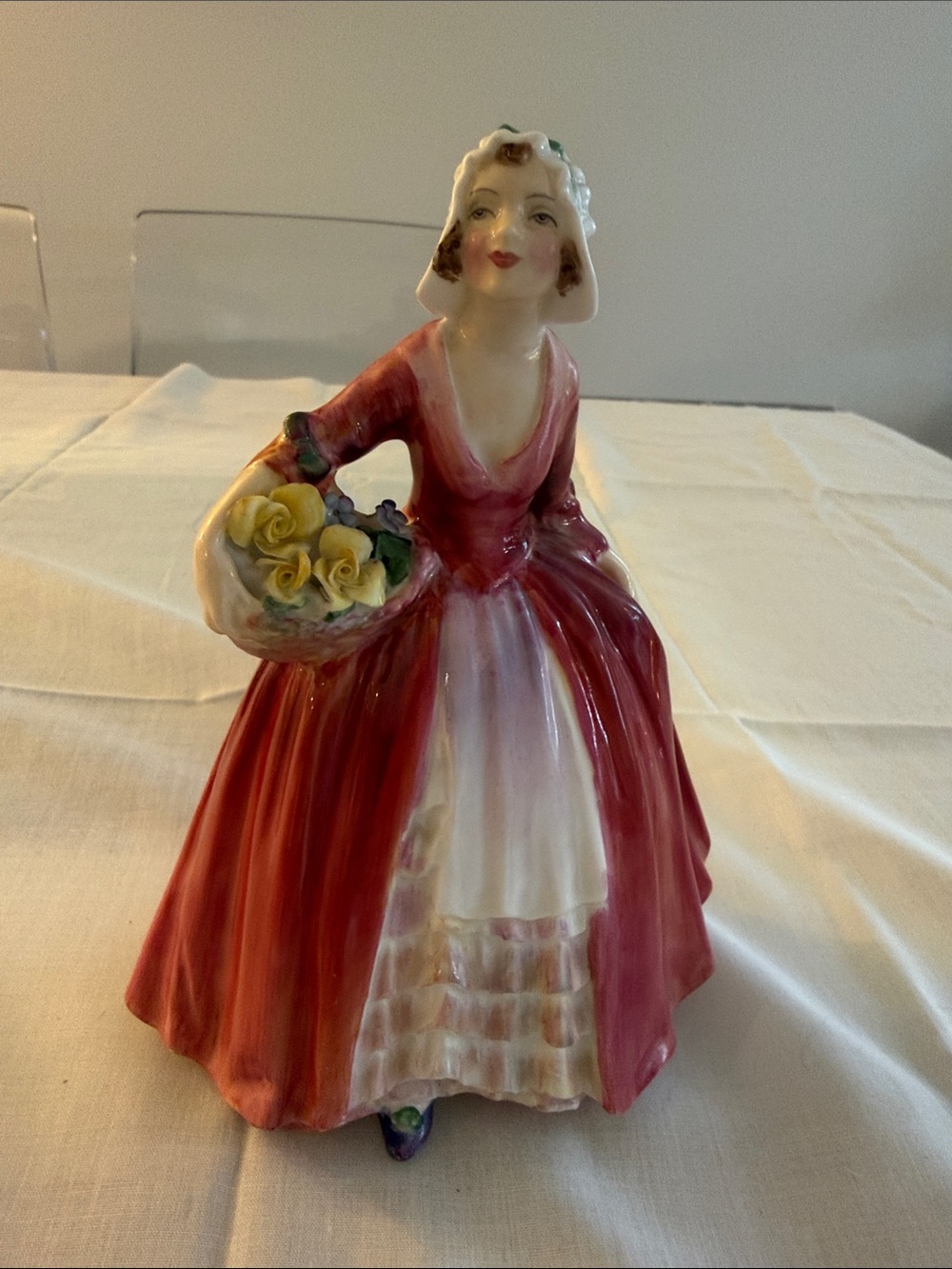 Royal Doulton Figurine 'Janet' in Red, White and Yellow Accents